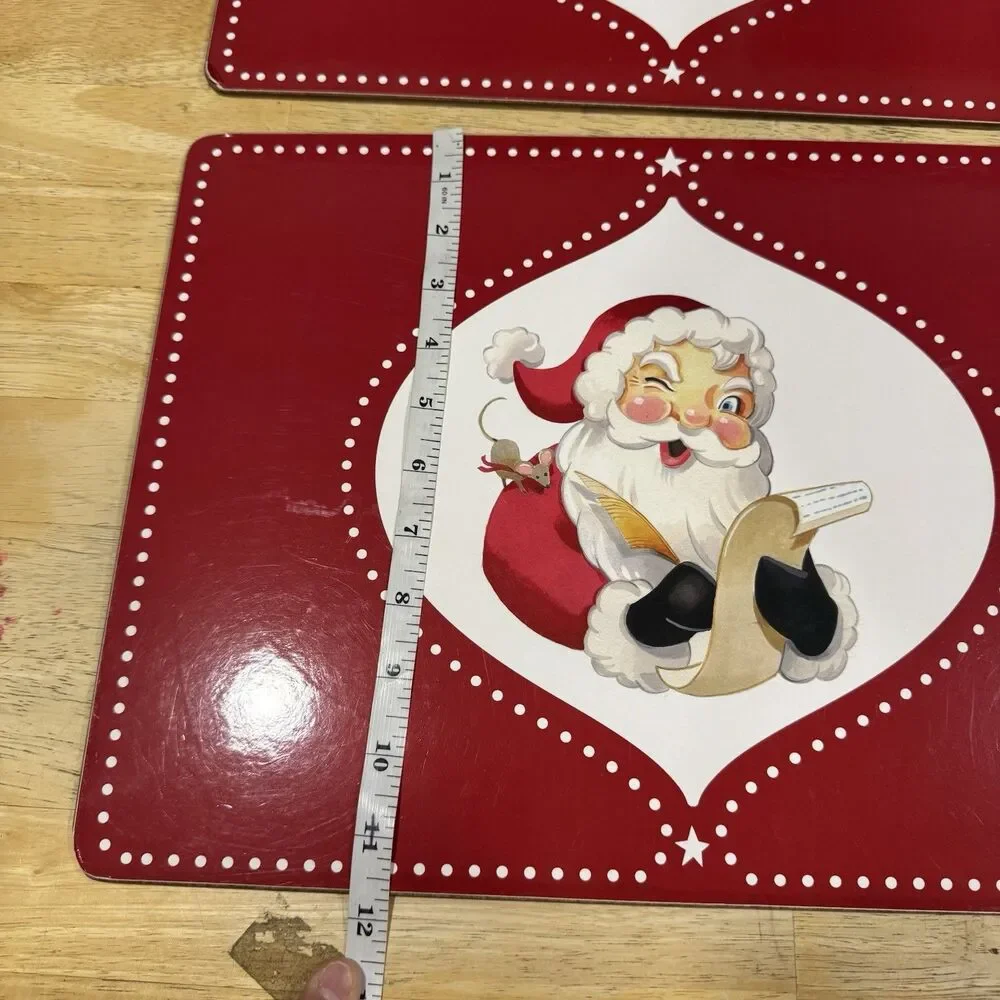 Pottery Barn Kids Santa Cork Placemats Red Christmas List Mouse Set X2 2015 GUC